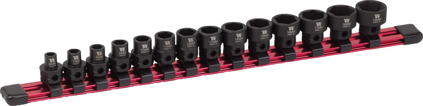 Extra Long Ratchet With 14-Piece Extra Stubby Hex Socket Set 3/8''dr 6-19mm