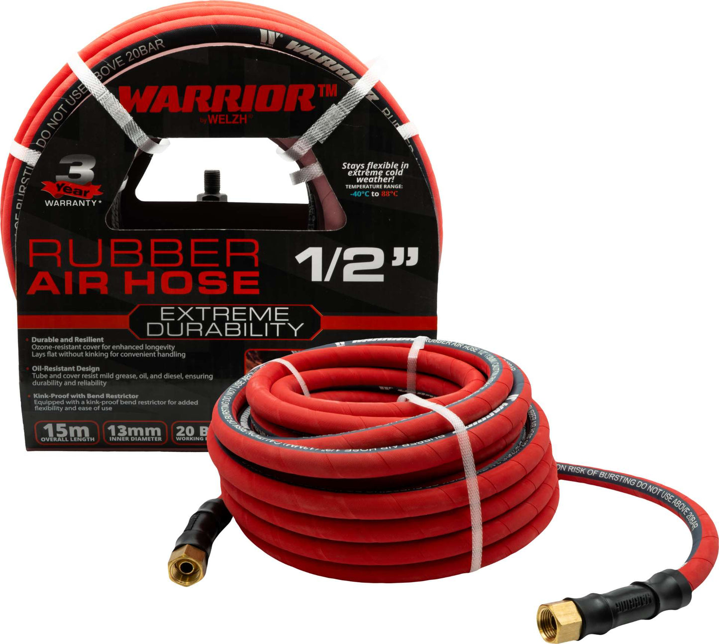 Flexible Air Hose 3/8 " or 1/2" Fitting 15 Meter Length