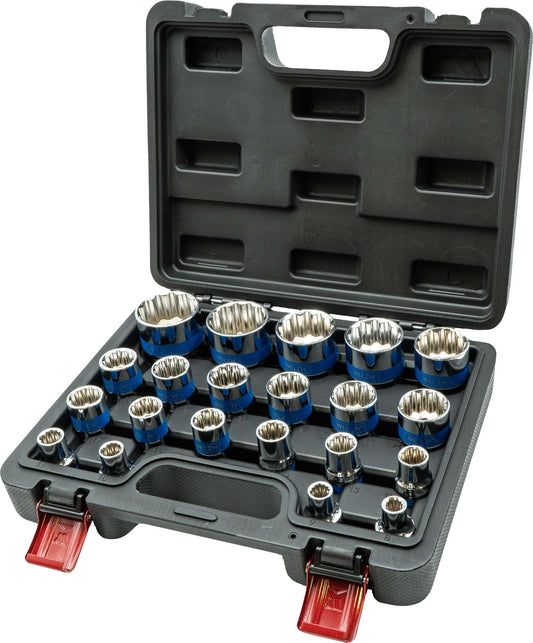 12-Point Chrome Sockets 8-36 mm 21-Piece Set 1/2''drive