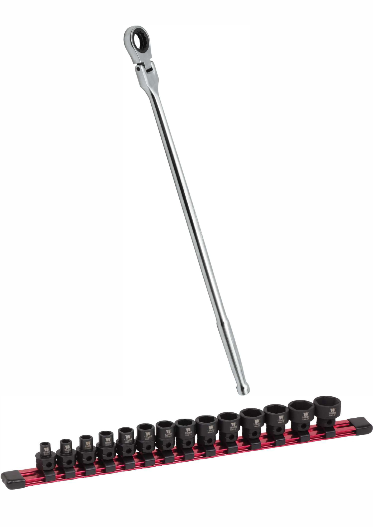 Extra Long Ratchet With 14-Piece Extra Stubby Hex Socket Set 3/8''dr 6-19mm