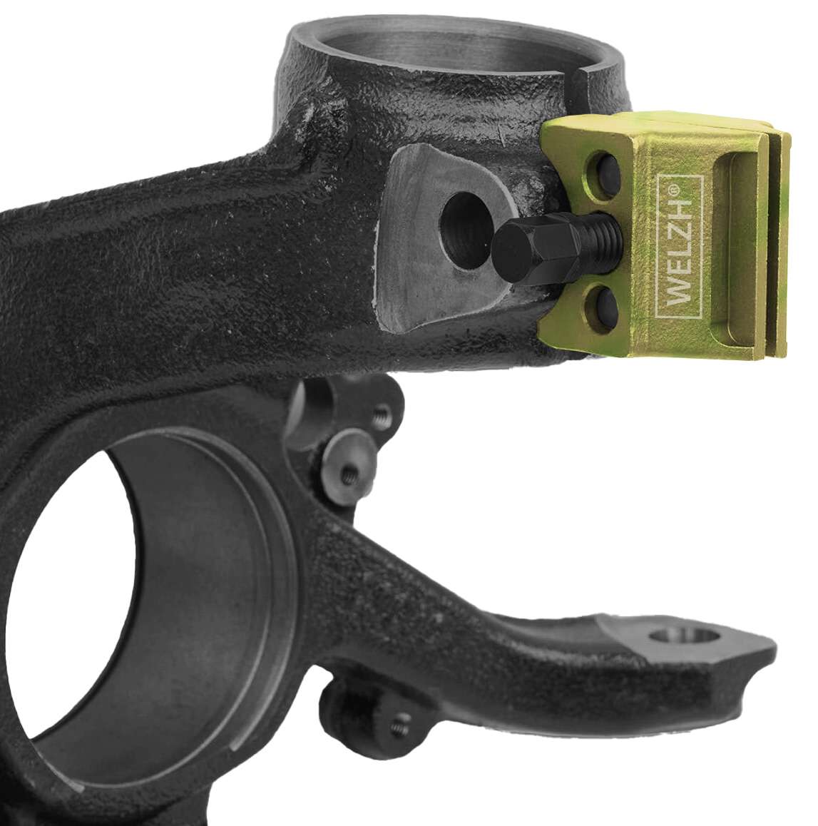 Automotive strut removal tool kit for wheel hub separation