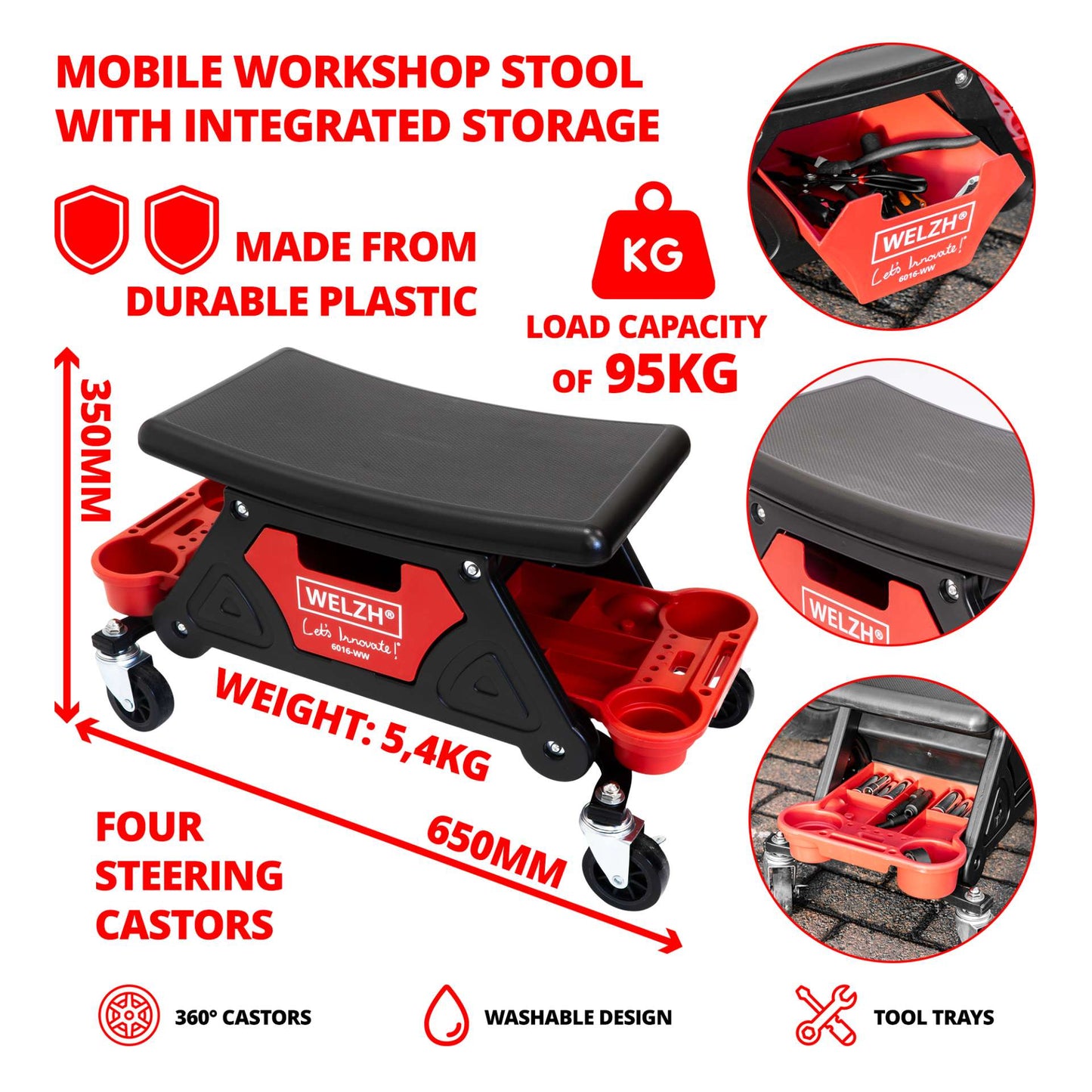 Workshop Stool With Storage Trays
